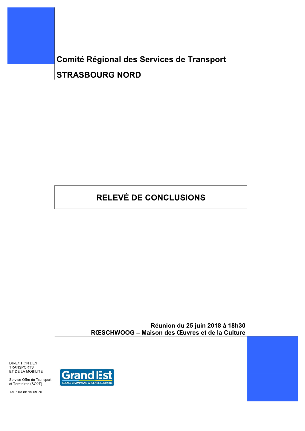 Comité Régional Des Services De Transport STRASBOURG NORD