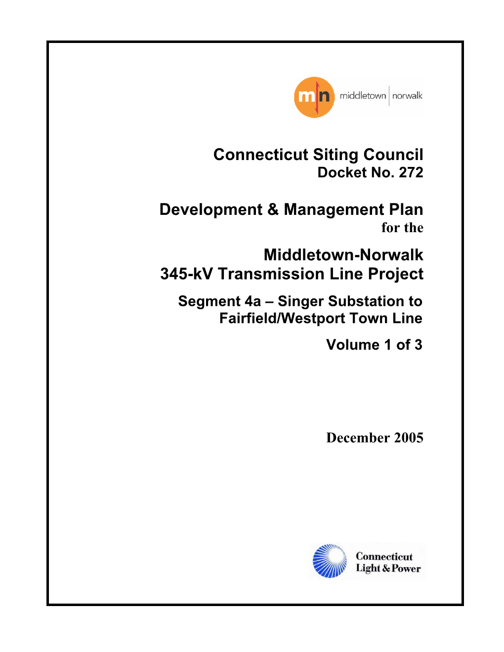 D&M Plan for Singer Substation to Fairfield/Westport Town