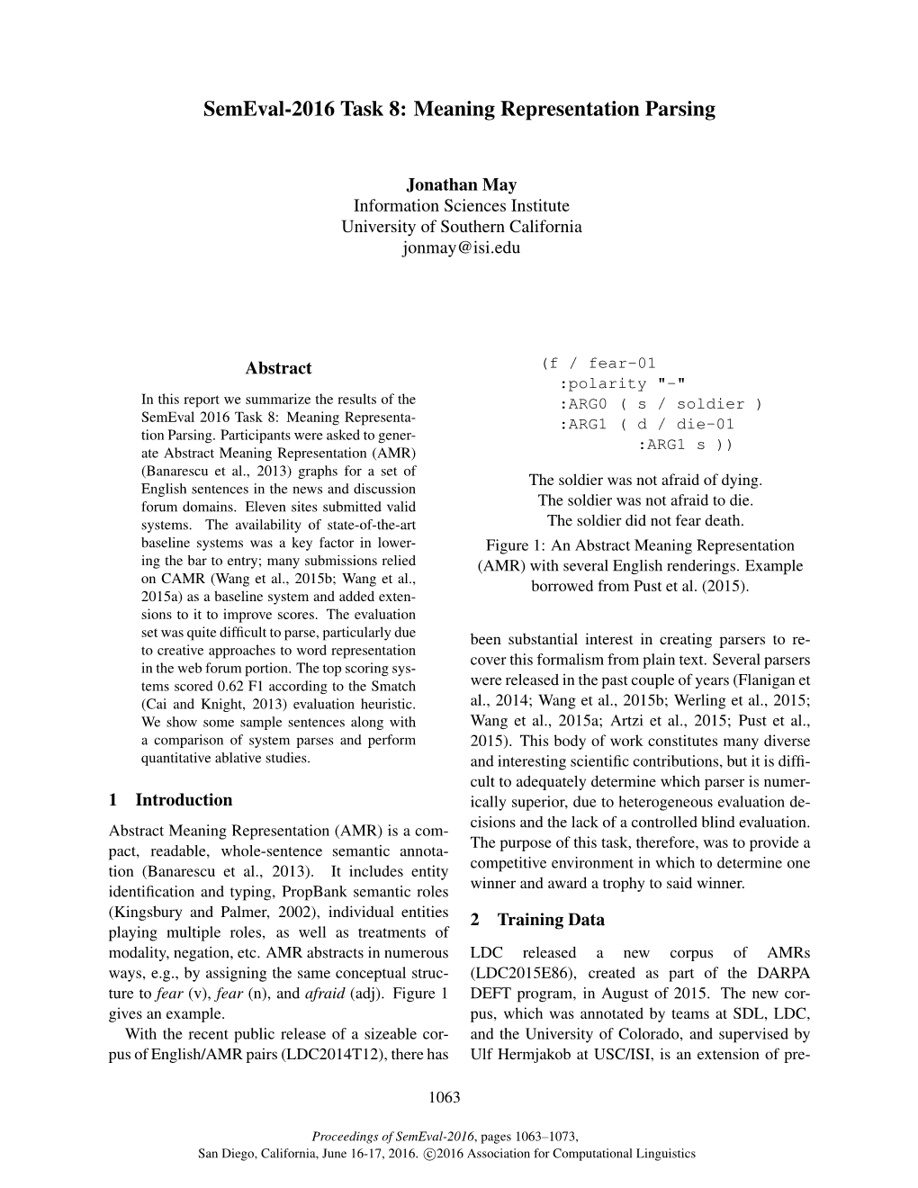 Semeval-2016 Task 8: Meaning Representation Parsing