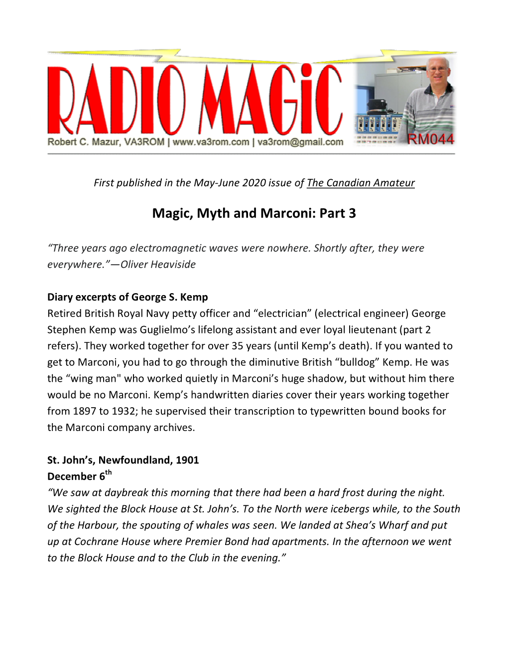 Magic, Myth and Marconi: Part 3