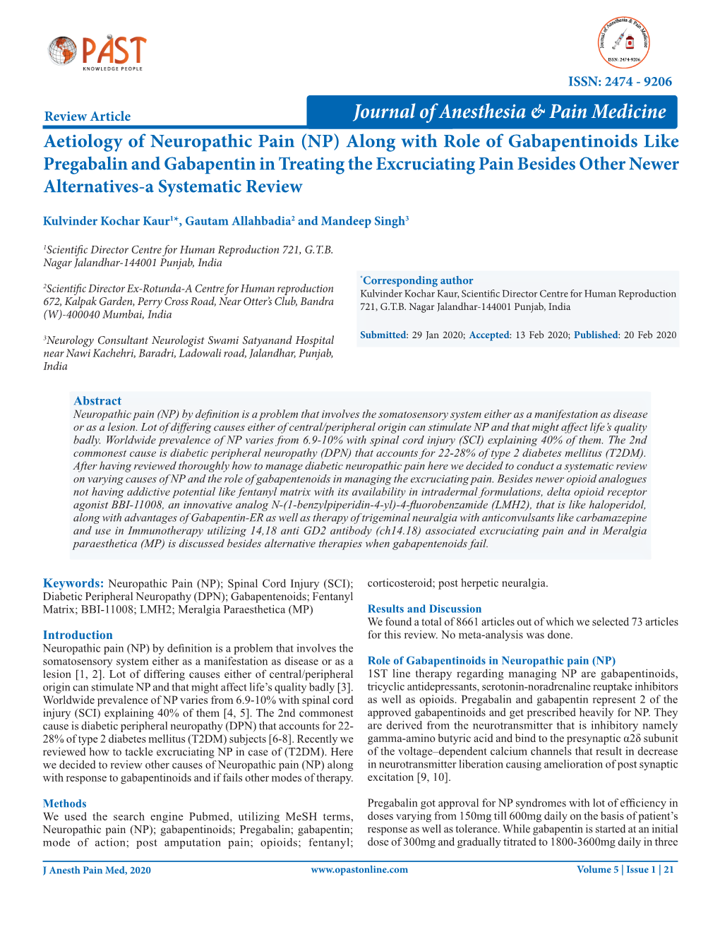 Aetiology of Neuropathic Pain (NP) Along with Role of Gabapentinoids