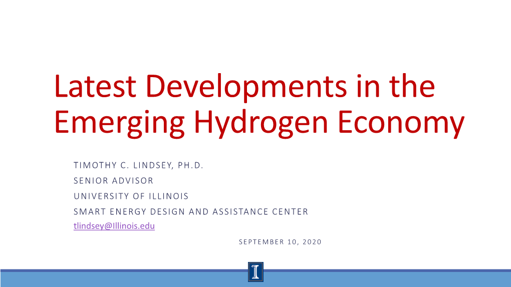 Latest Developments in the Emerging Hydrogen Economy