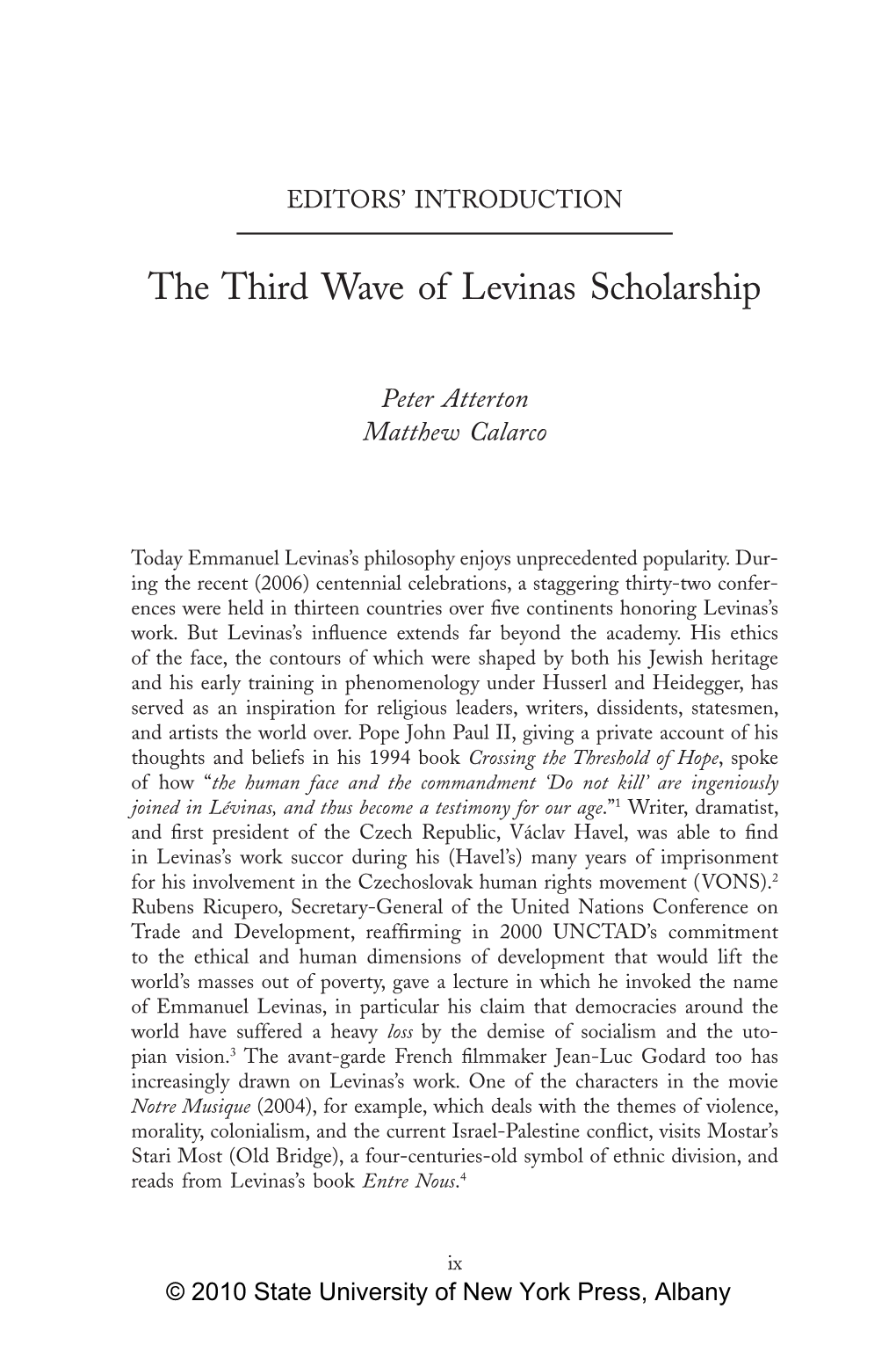 The Third Wave of Levinas Scholarship