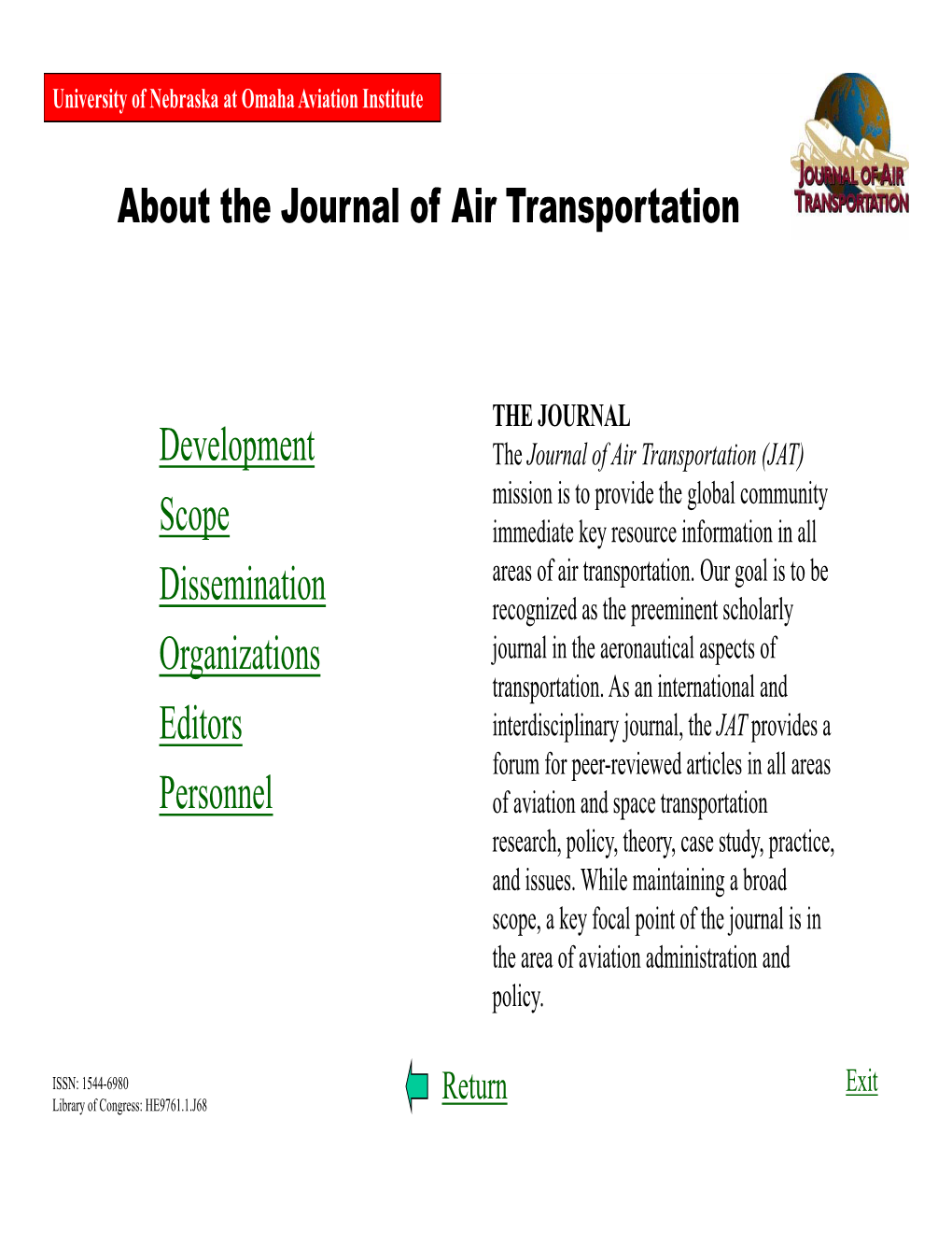 About the Journal of Air Transportation Development Scope