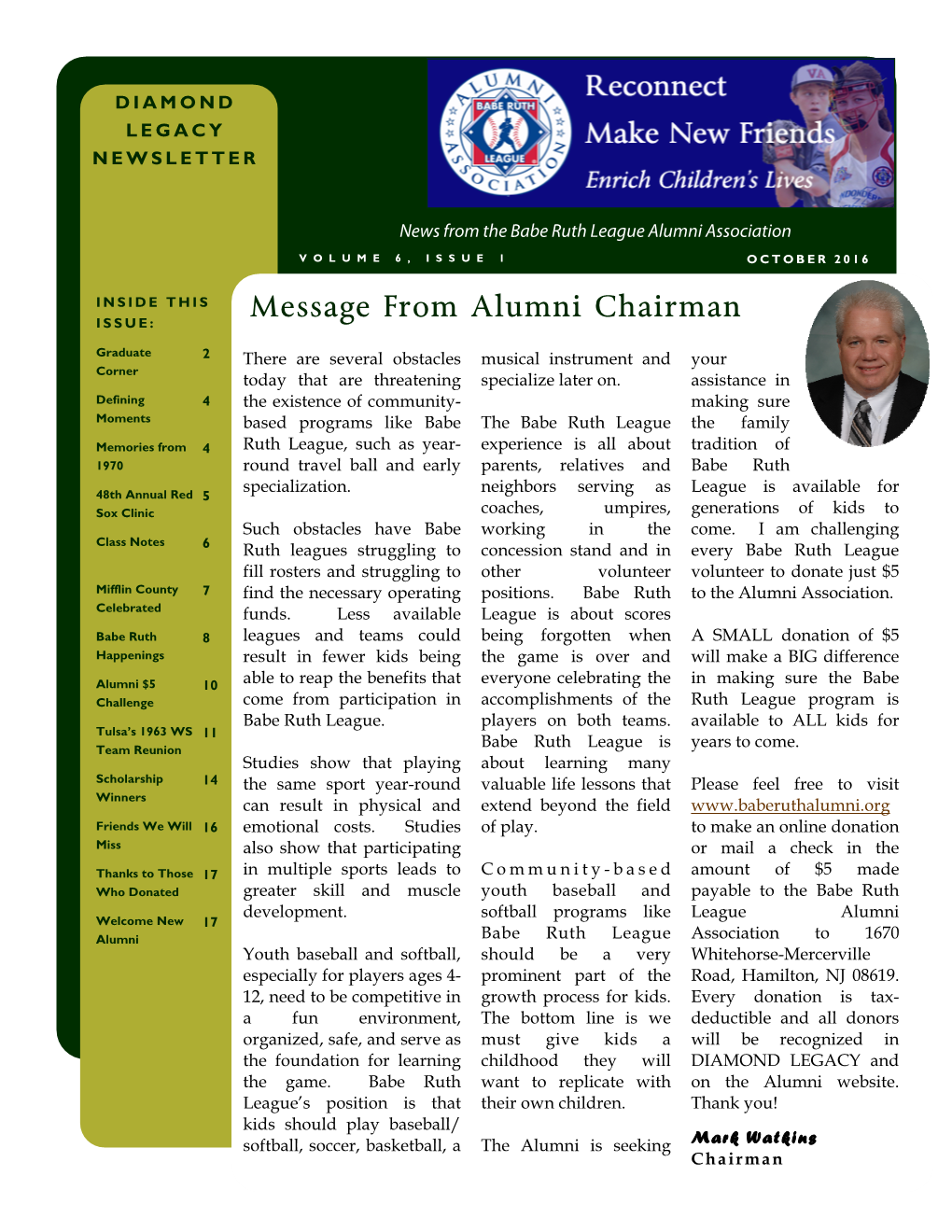 Message from Alumni Chairman