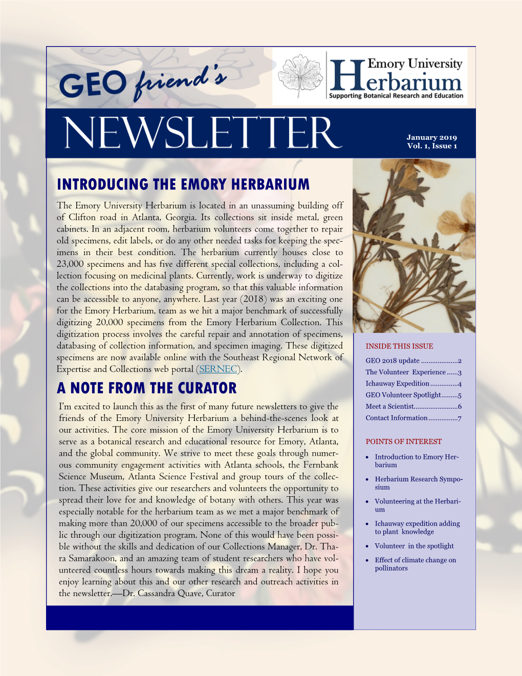 Introducing the Emory Herbarium a Note from The