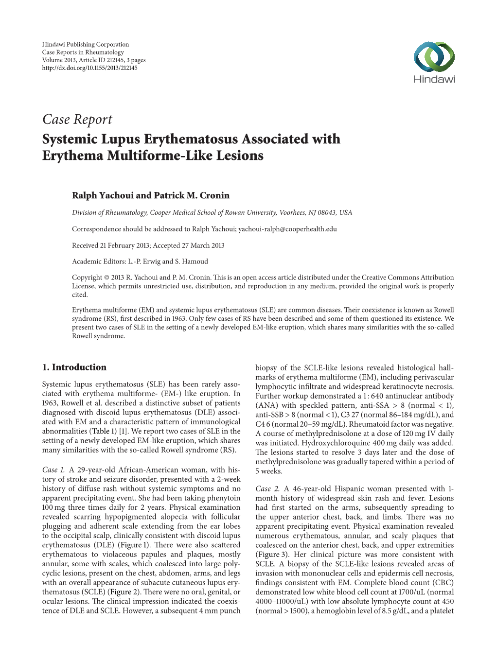 Systemic Lupus Erythematosus Associated with Erythema Multiforme-Like Lesions