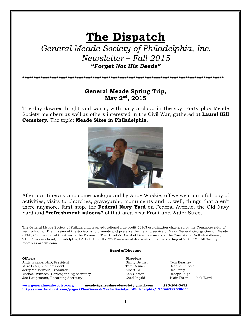 The Dispatch General Meade Society of Philadelphia, Inc