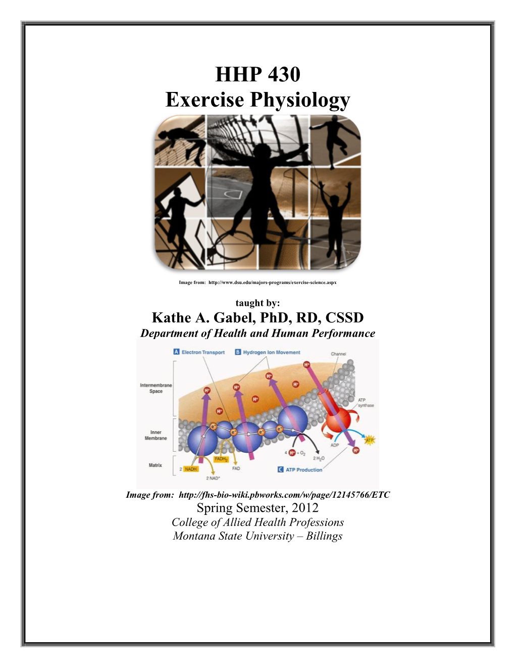 HHP 430 Exercise Physiology