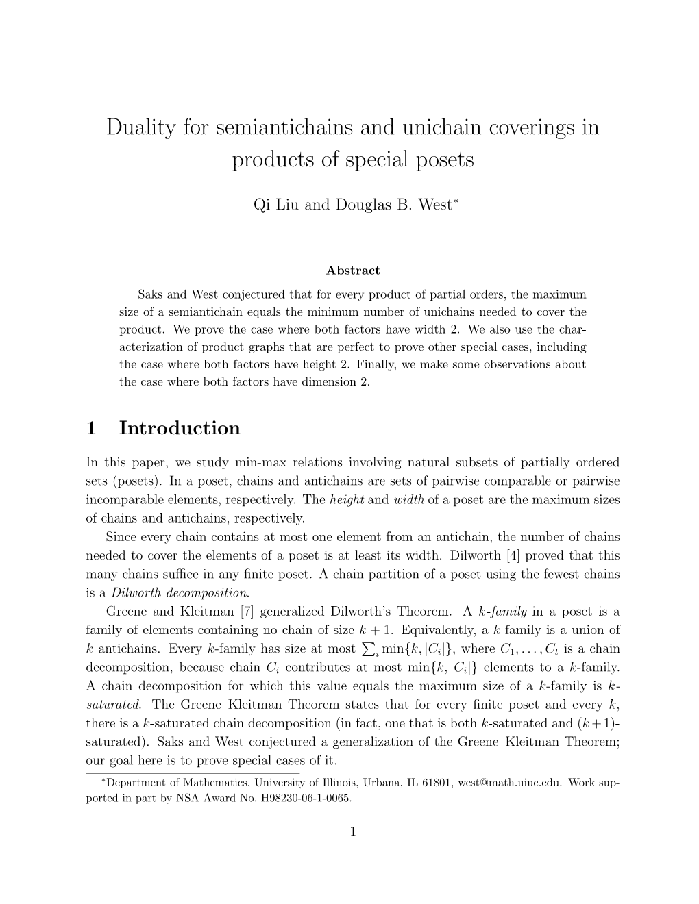 Duality for Semiantichains and Unichain Coverings in Products of Special Posets