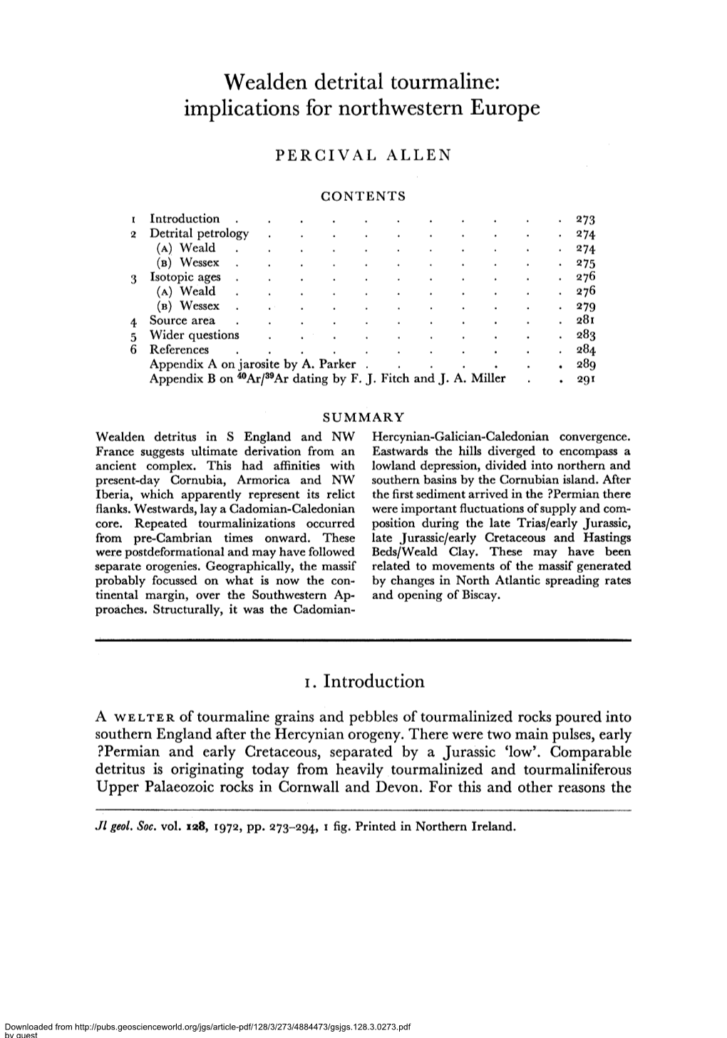 Wealden Detrital Tourmaline: Implications for Northwestern Europe