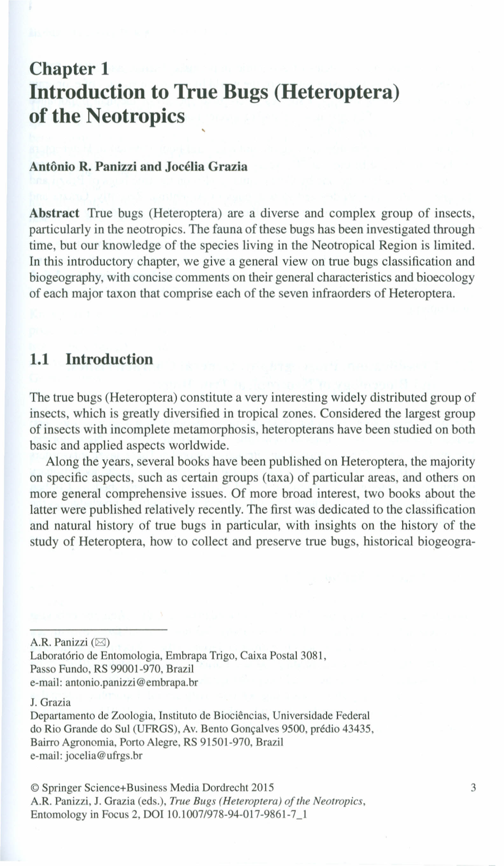 Introduction to True Bugs (Heteroptera) of the Neotropics