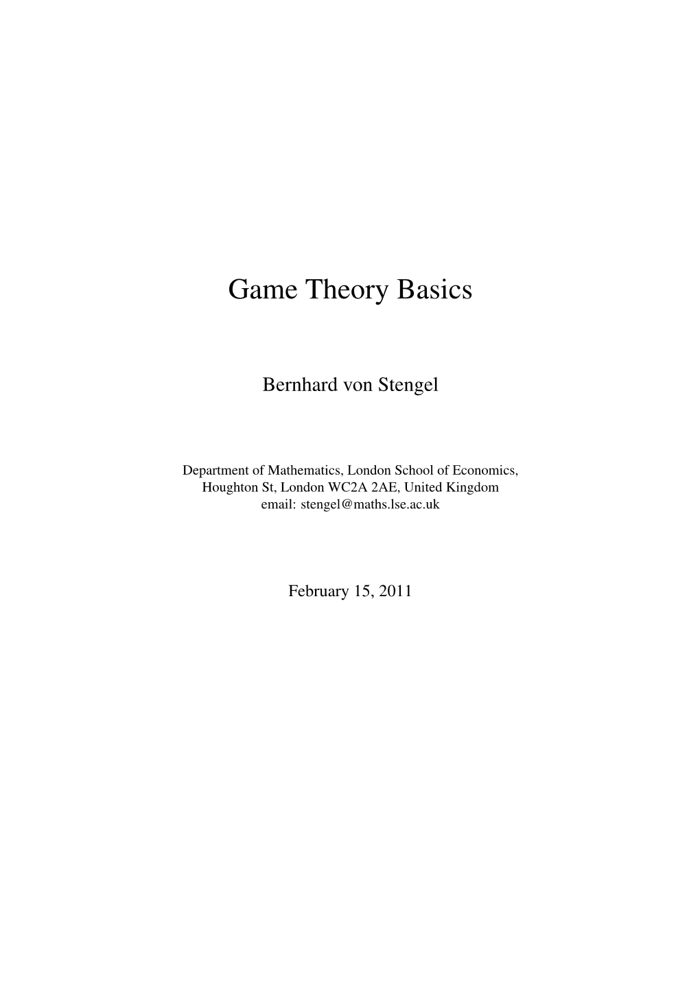 Game Theory Basics