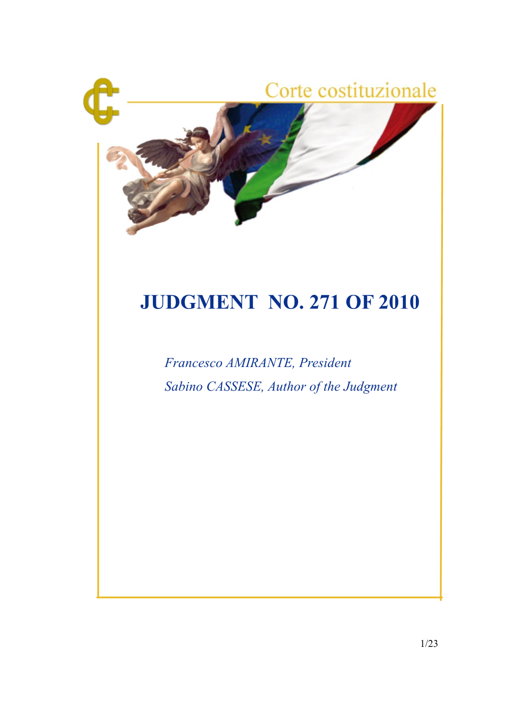 Judgment No. 271 of 2010