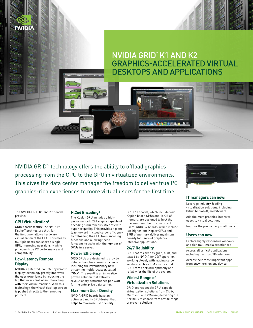 NVIDIA GRID K1 K2 IBM Datasheet