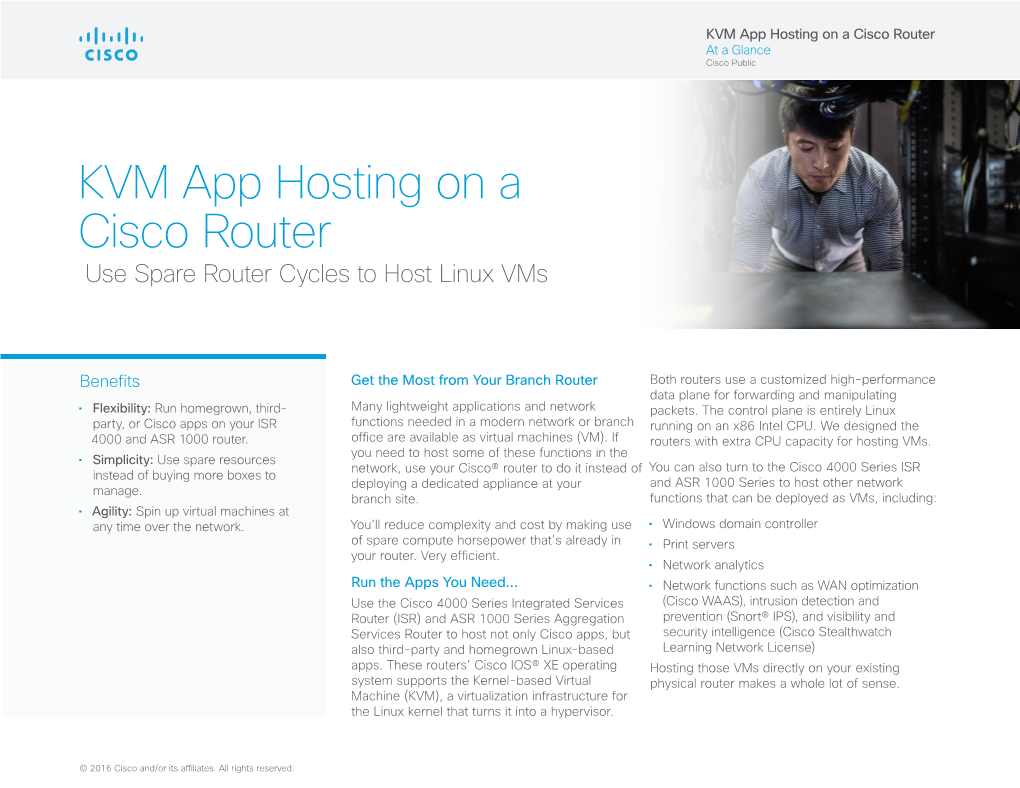 KVM App Hosting on a Cisco Router At-A-Glance