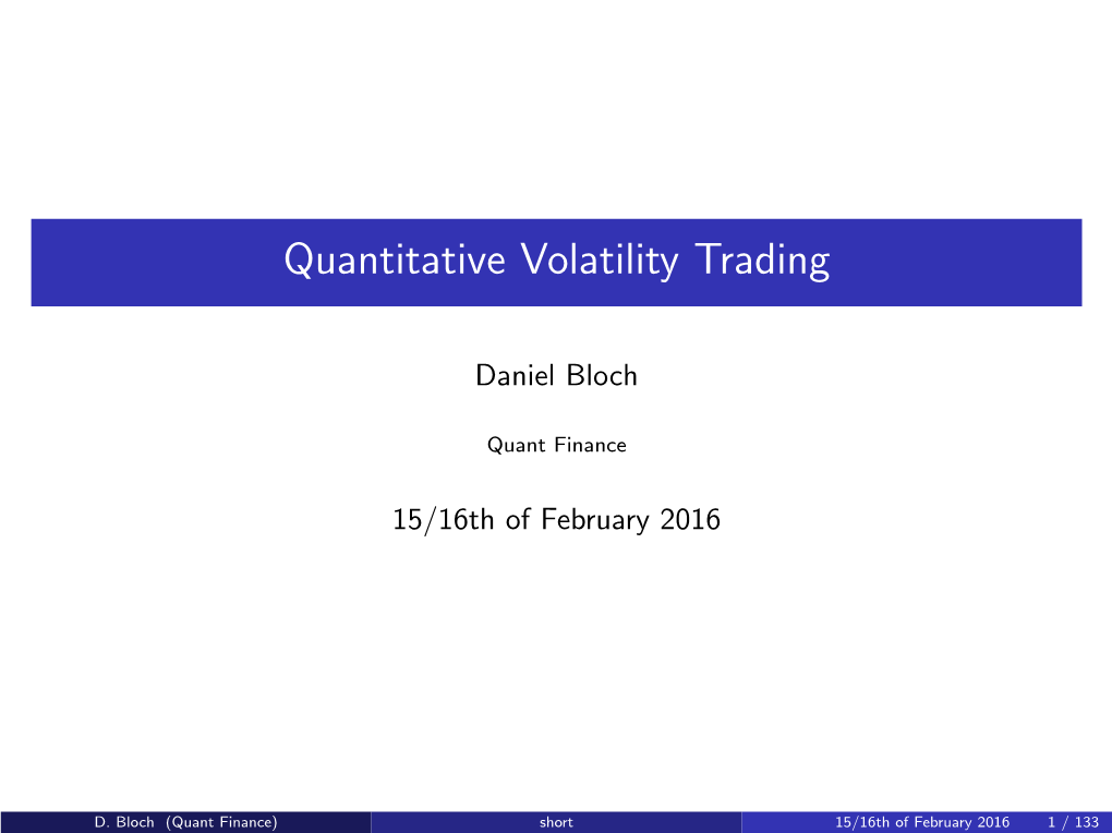 Quantitative Volatility Trading