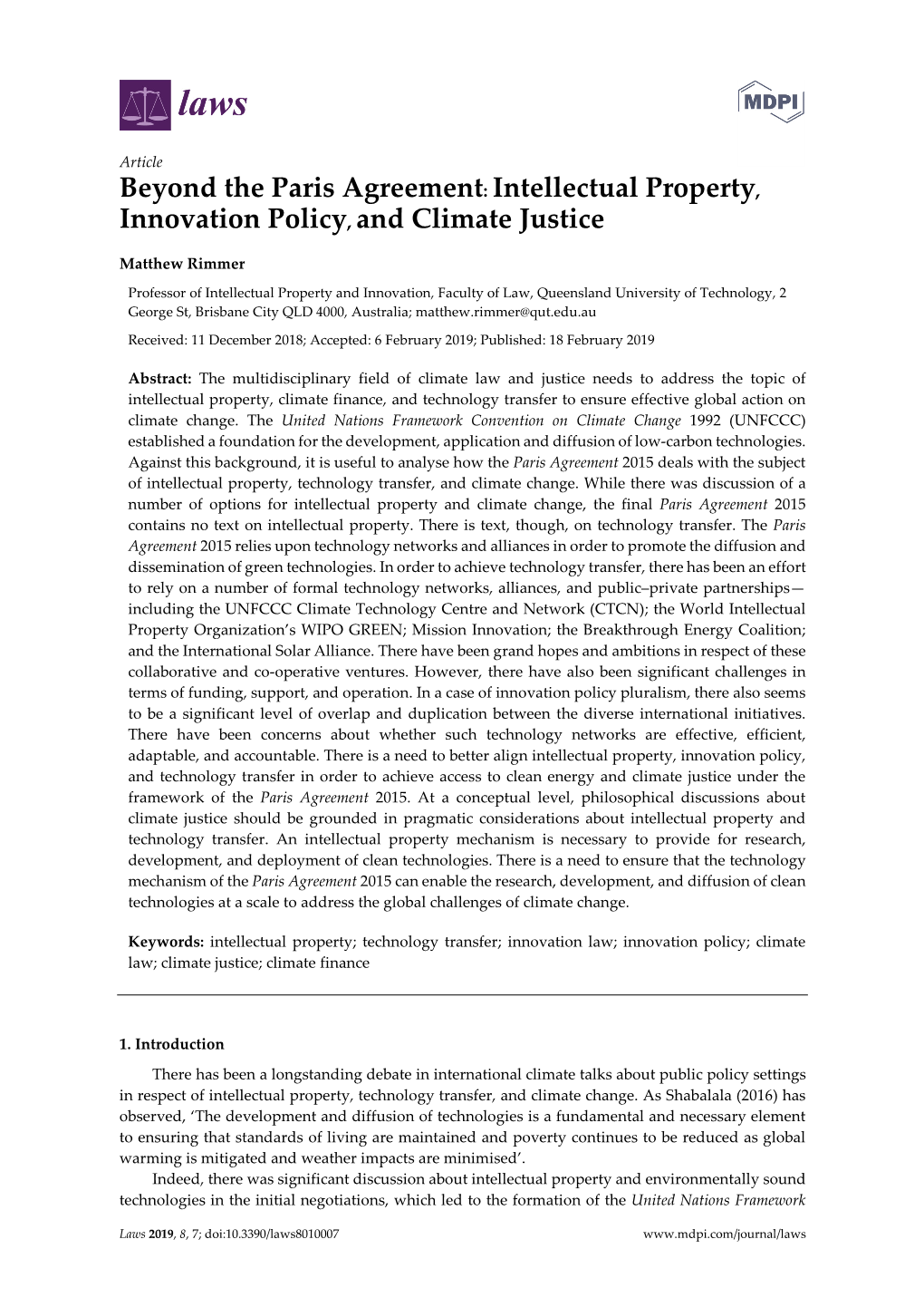 Intellectual Property, Innovation Policy, and Climate Justice