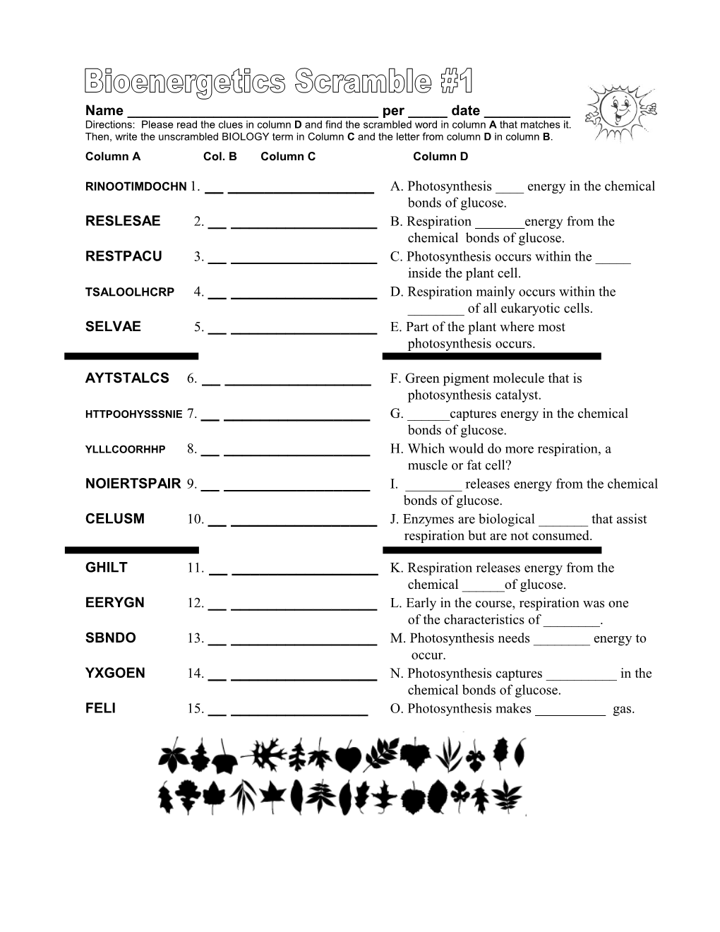 Column a Col. B Column C Column D