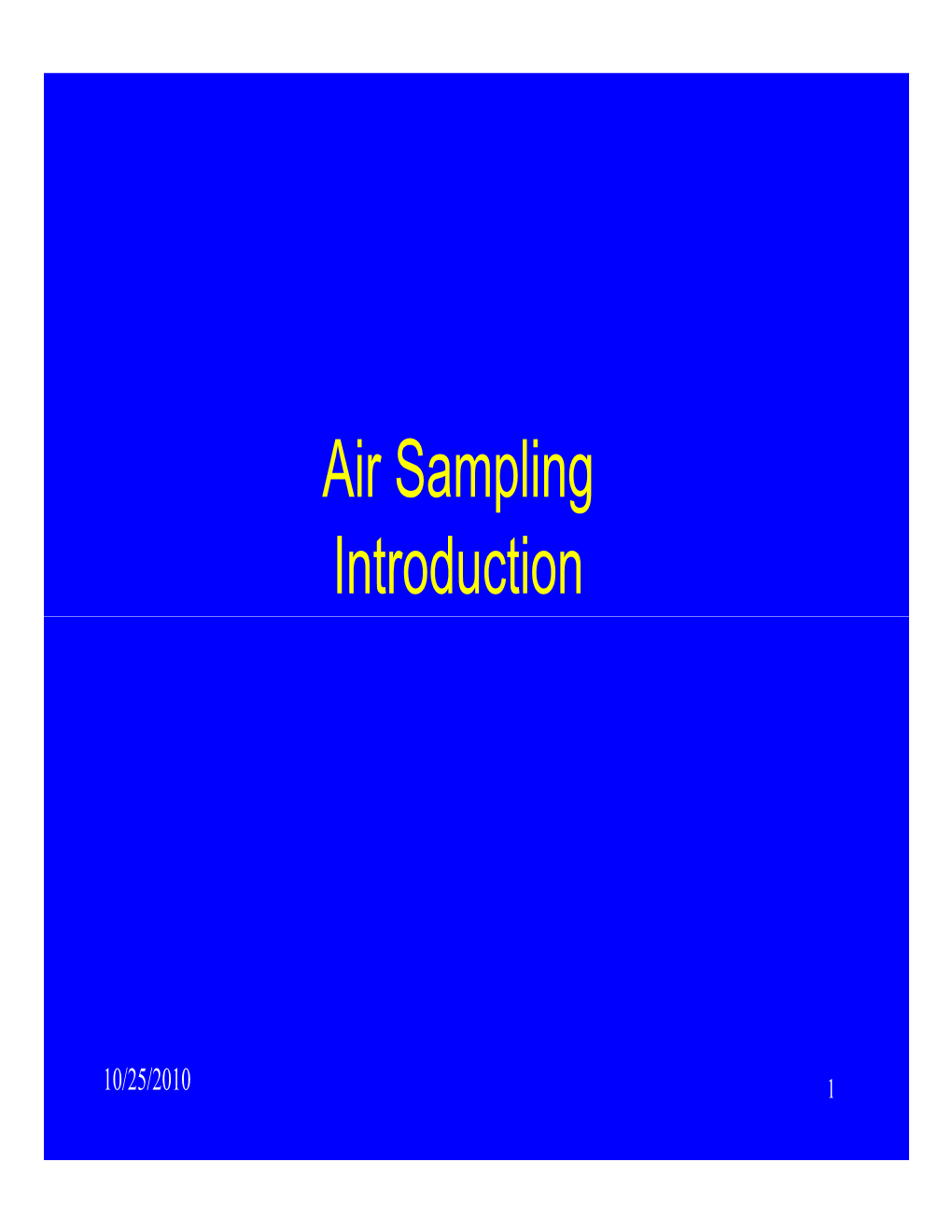 Air Sampling Introduction