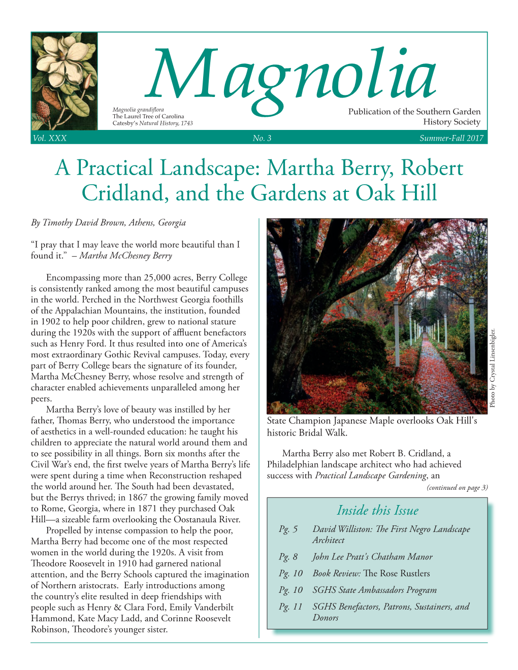 A Practical Landscape: Martha Berry, Robert Cridland, and the Gardens at Oak Hill