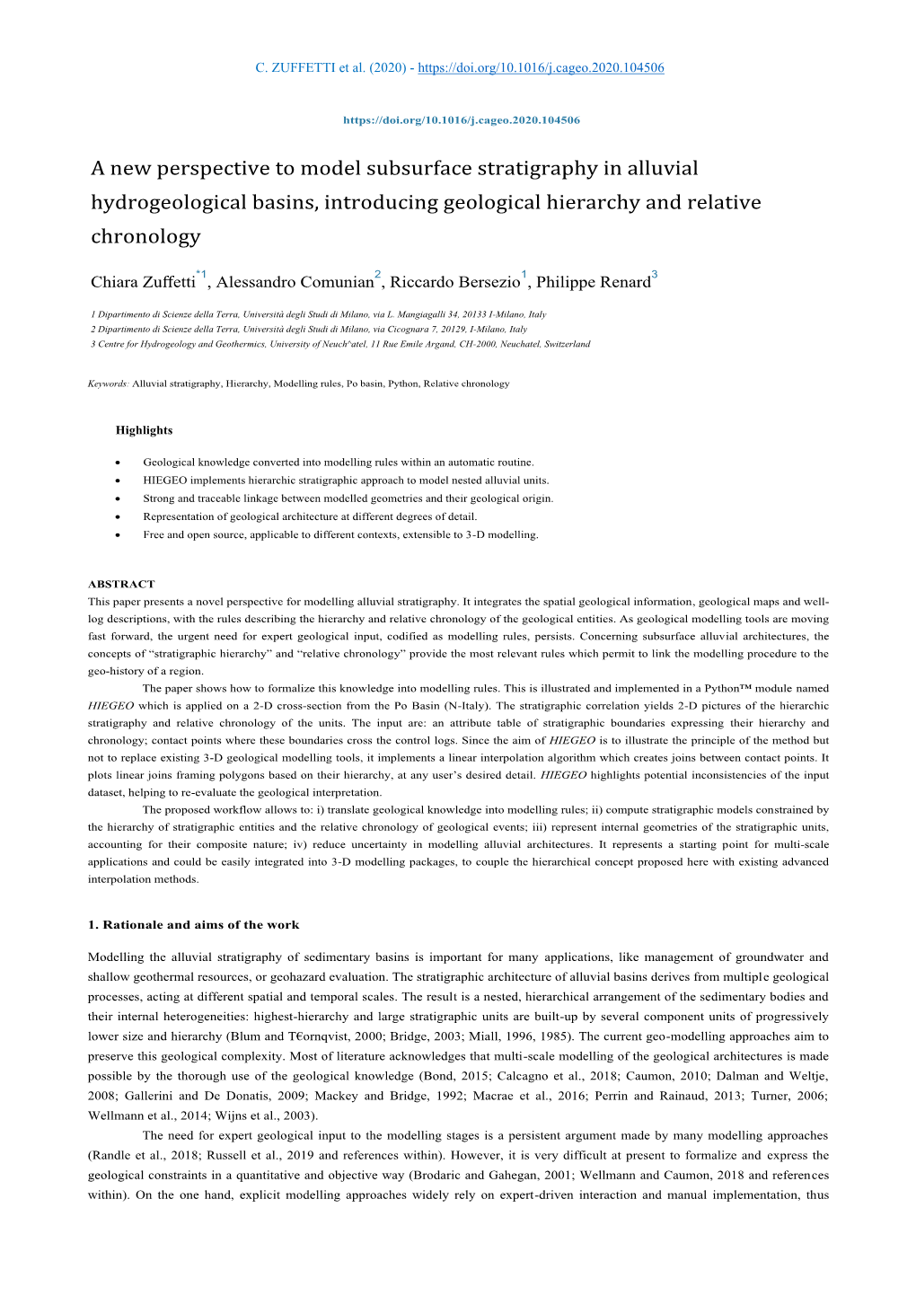 A New Perspective to Model Subsurface Stratigraphy in Alluvial Hydrogeological Basins, Introducing Geological Hierarchy and Relative Chronology