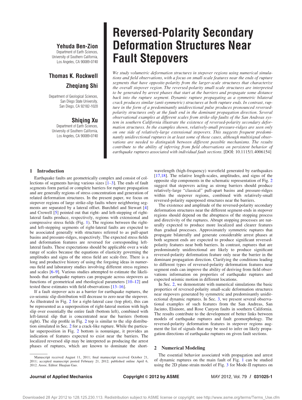 Reversed-Polarity Secondary Deformation Structures Near Fault