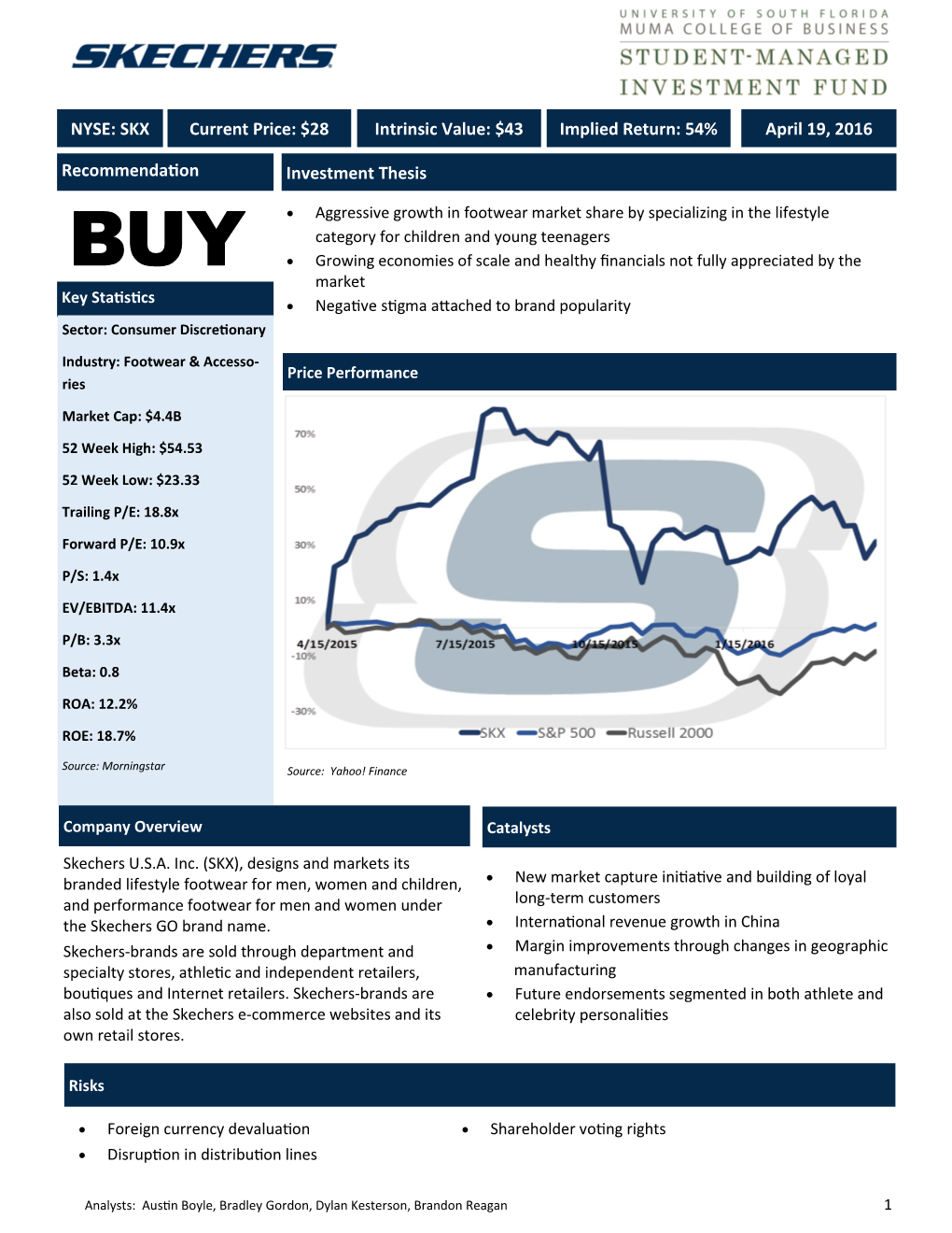 NYSE: SKX Recommendation Investment Thesis Current Price