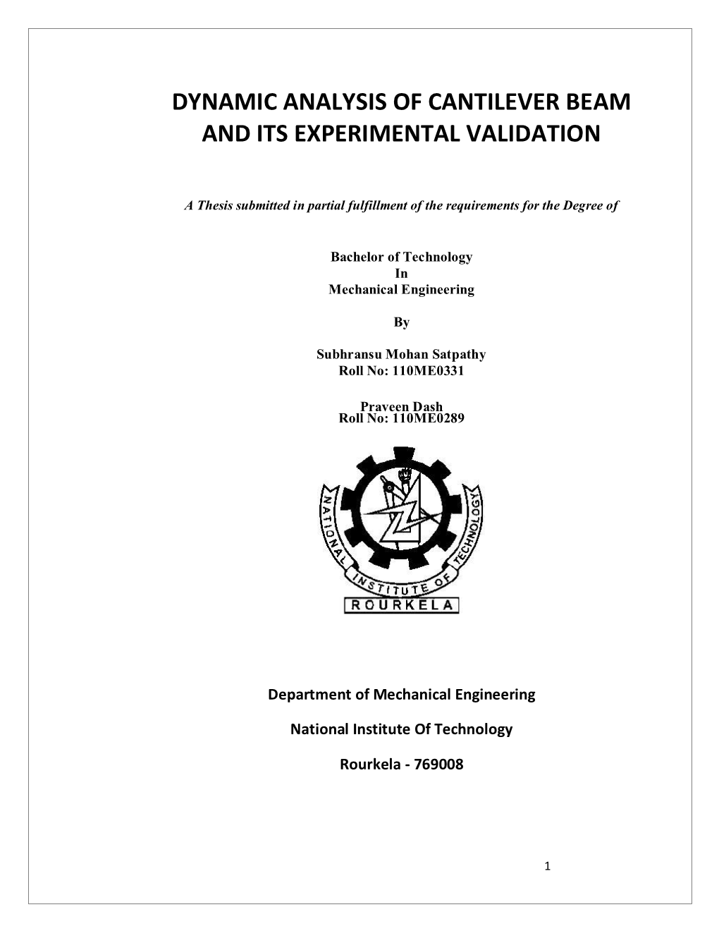 Dynamic Analysis of Cantilever Beam and Its Experimental Validation