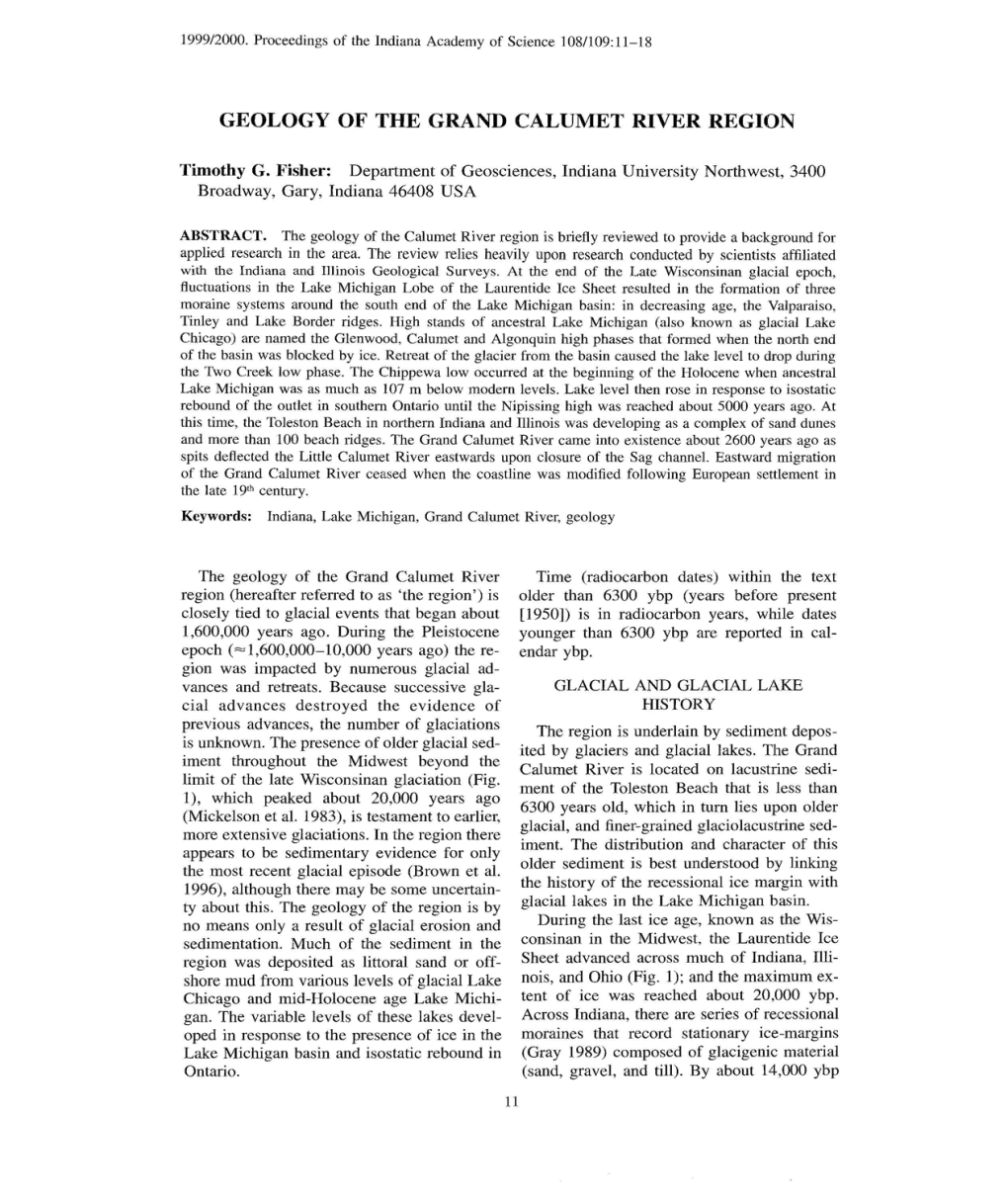 Geology of the Grand Calumet River Region