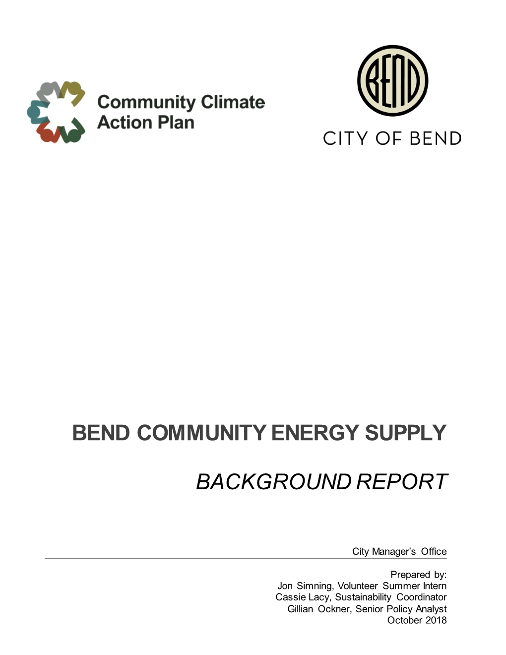 Bend Community Energy Supply Background Report