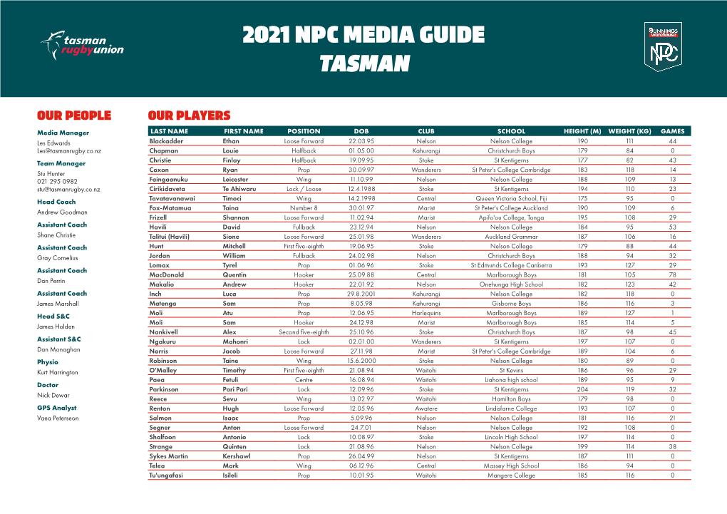 2021 Npc Media Guide Tasman