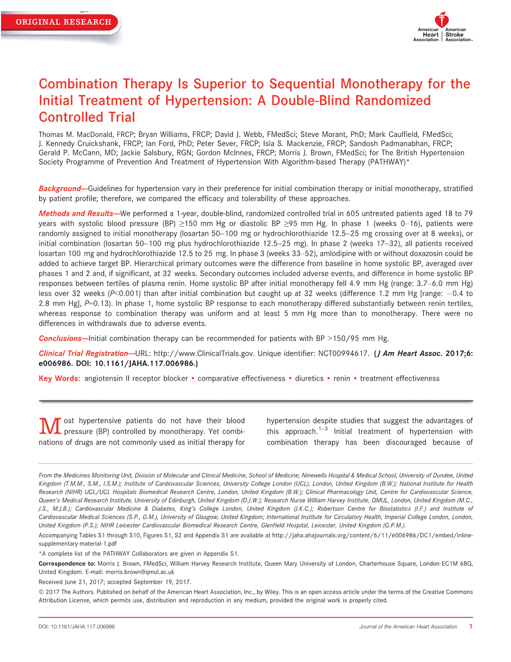 A Double-Blind Randomized Controlled Trial Thomas M