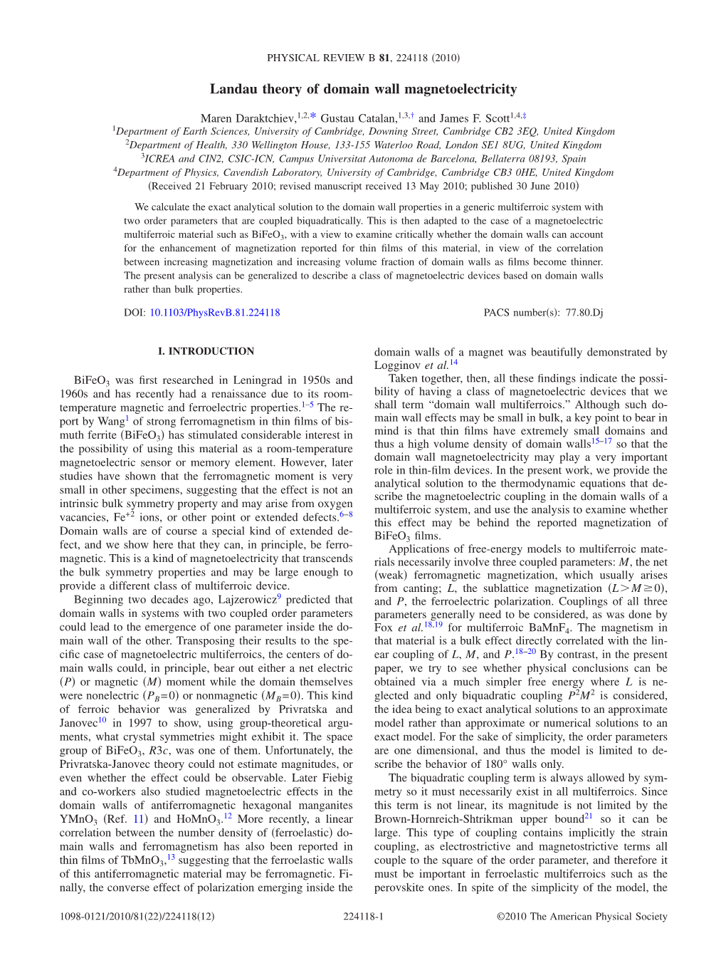 Landau Theory of Domain Wall Magnetoelectricity