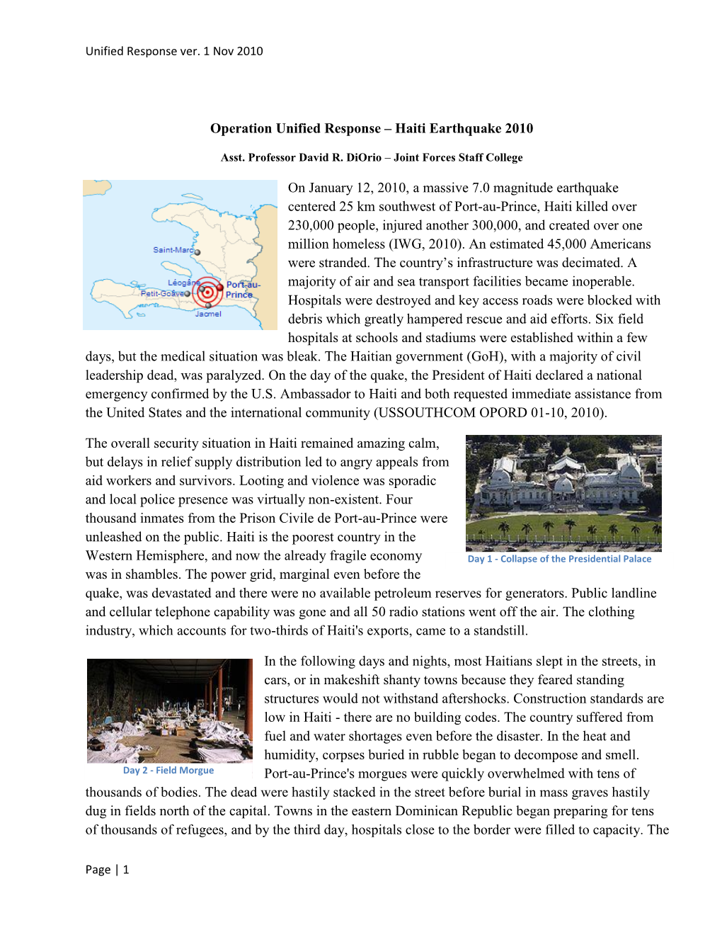 Operation Unified Response – Haiti Earthquake 2010