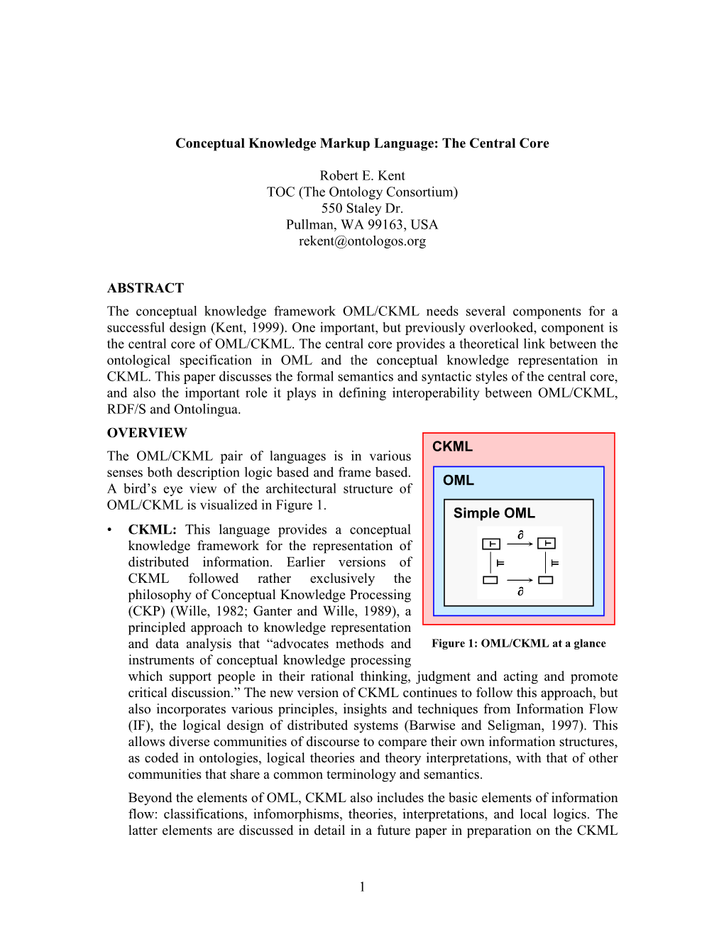 Conceptual Knowledge Markup Language: the Central Core