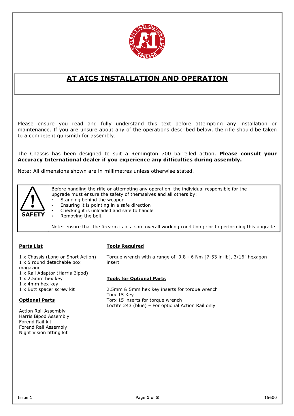 At Aics Installation Instructions