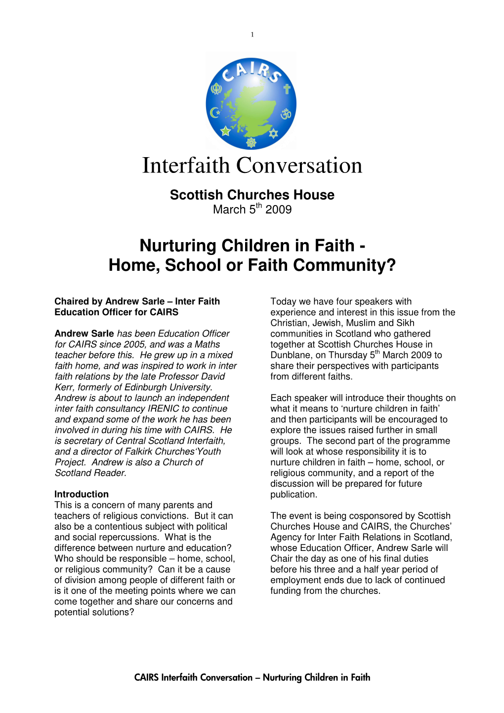 Nurturing Children in Faith - Home, School Or Faith Community?