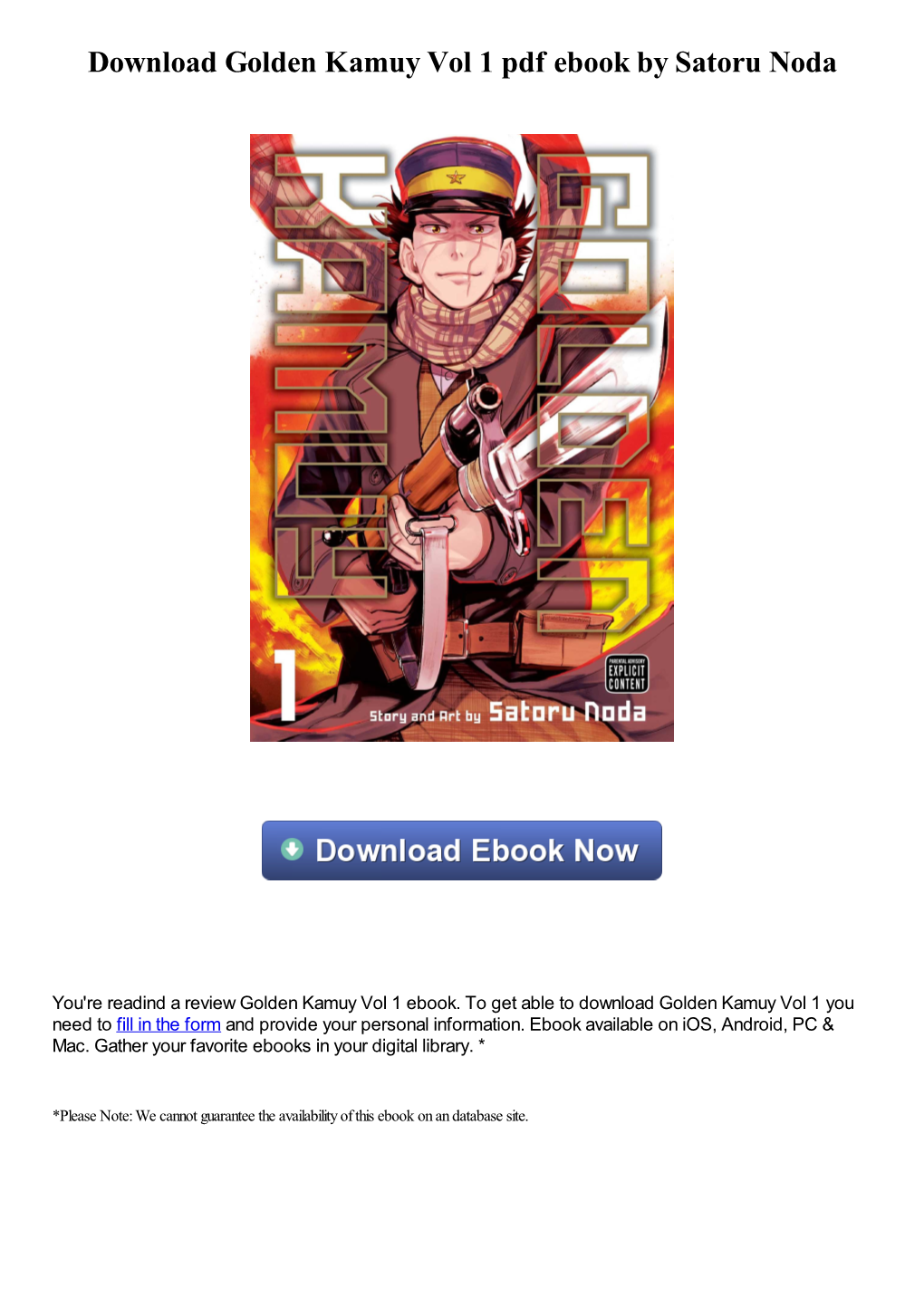 Download Golden Kamuy Vol 1 Pdf Ebook by Satoru Noda