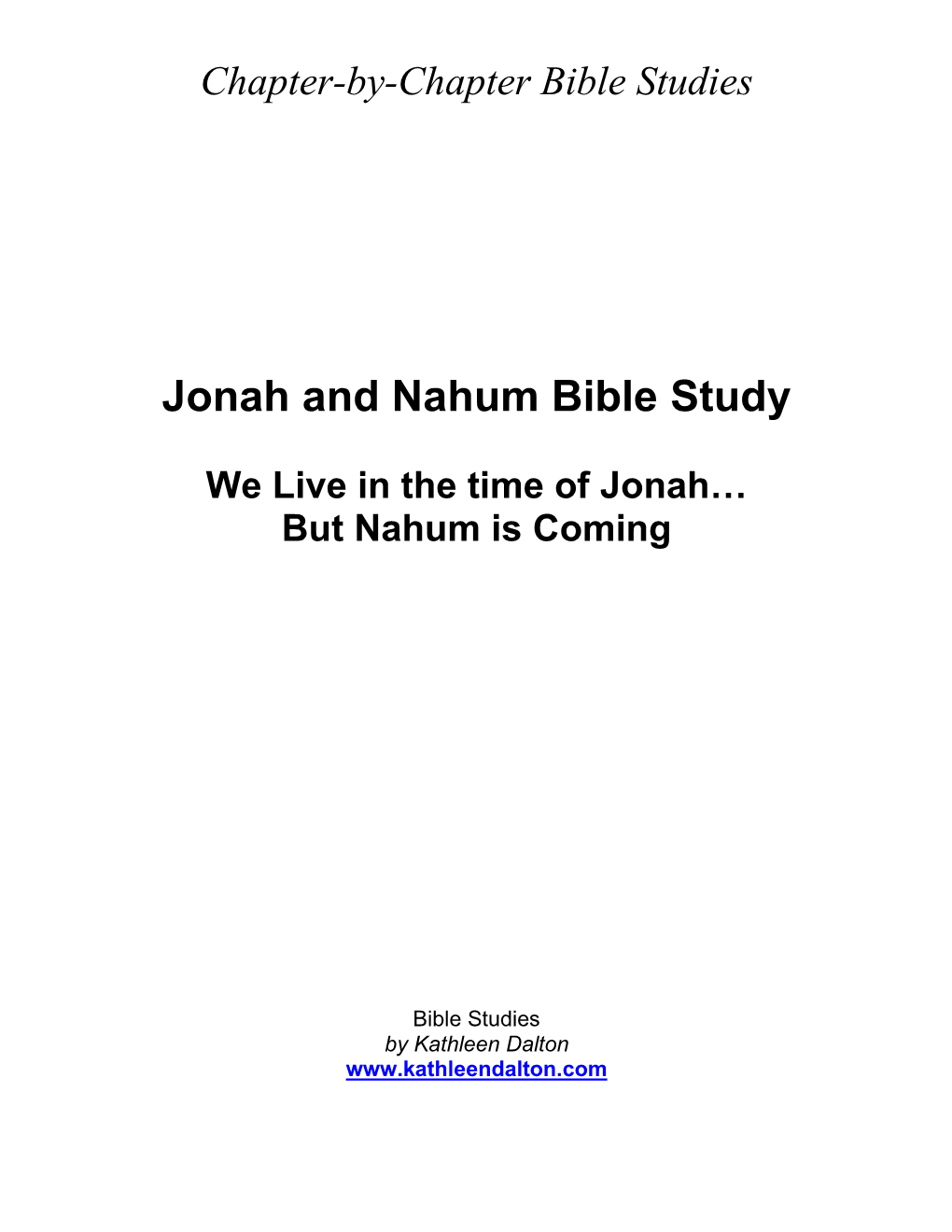 Jonah and Nahum Bible Study