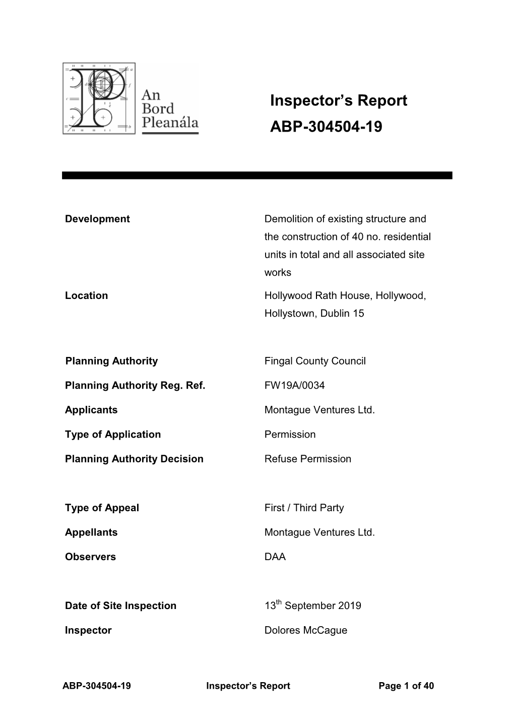 Inspector's Report ABP-304504-19