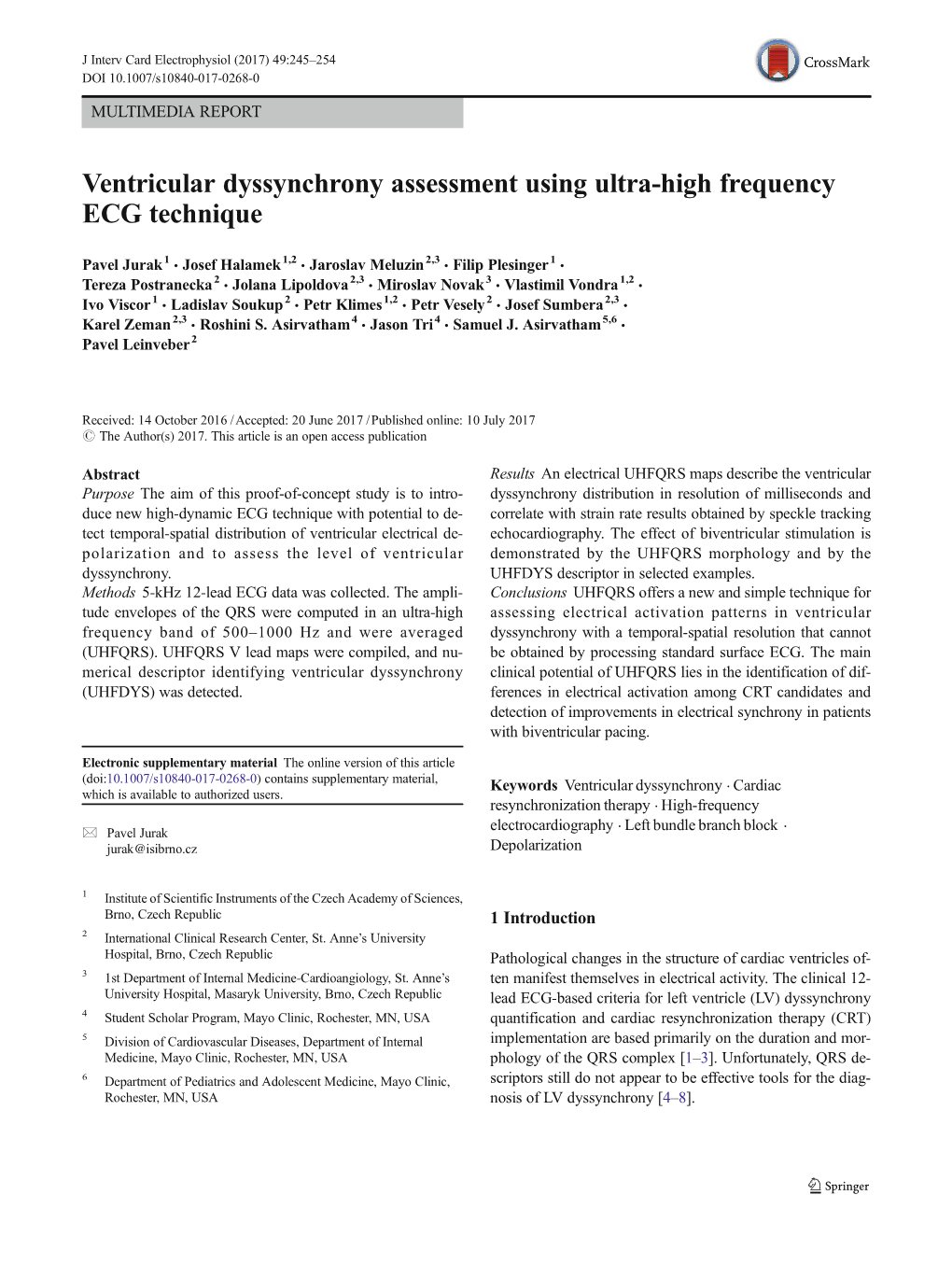 Ventricular Dyssynchrony Assessment Using Ultra-High Frequency ECG Technique