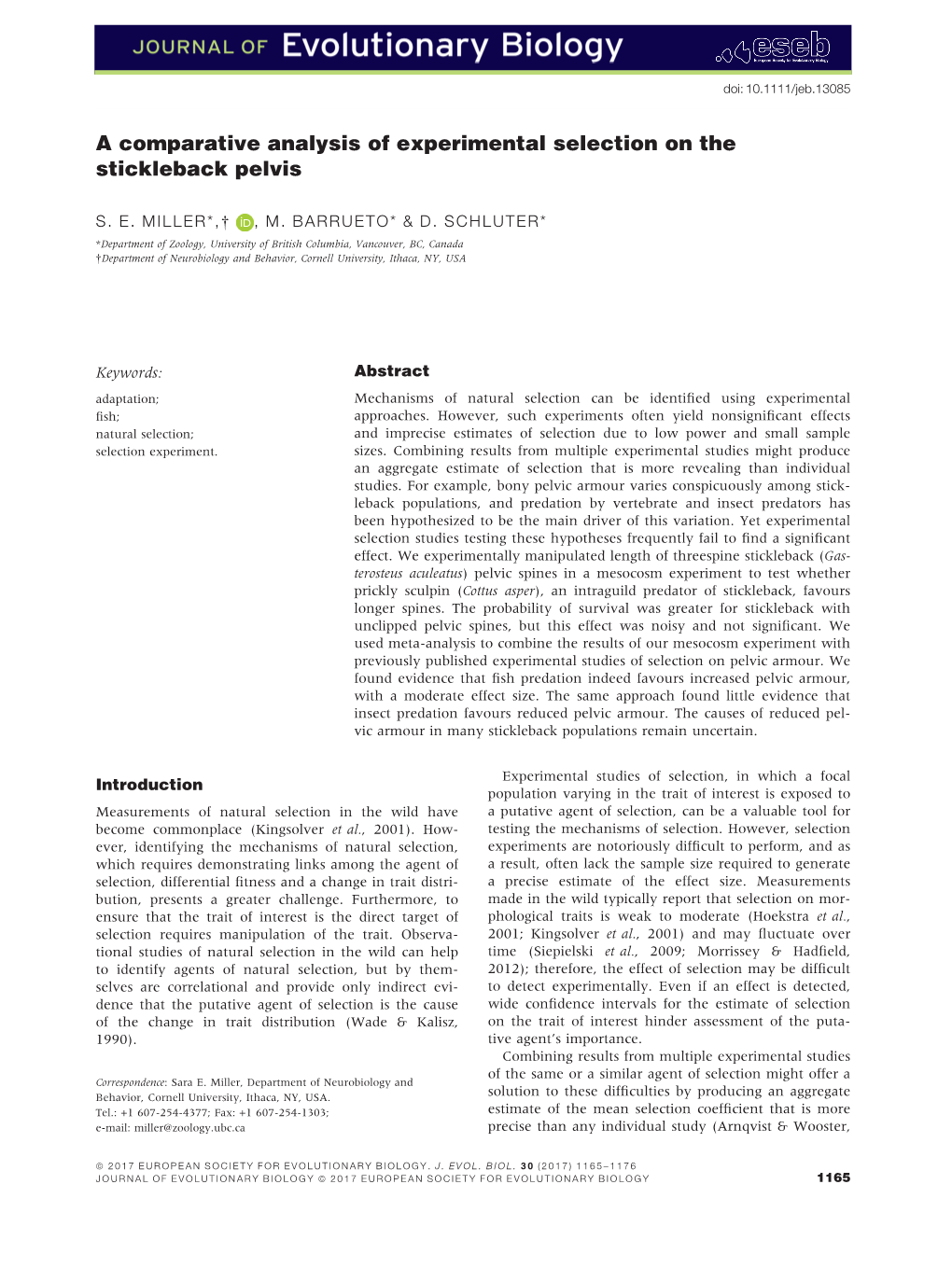 A Comparative Analysis of Experimental Selection on the Stickleback Pelvis