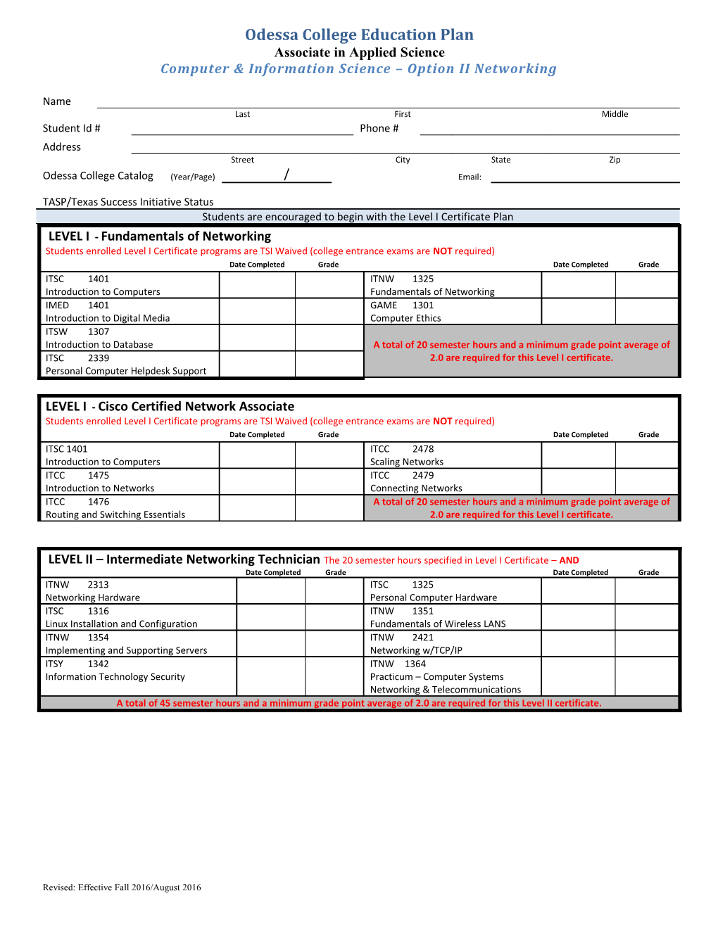 Odessa College Degree Plan s3