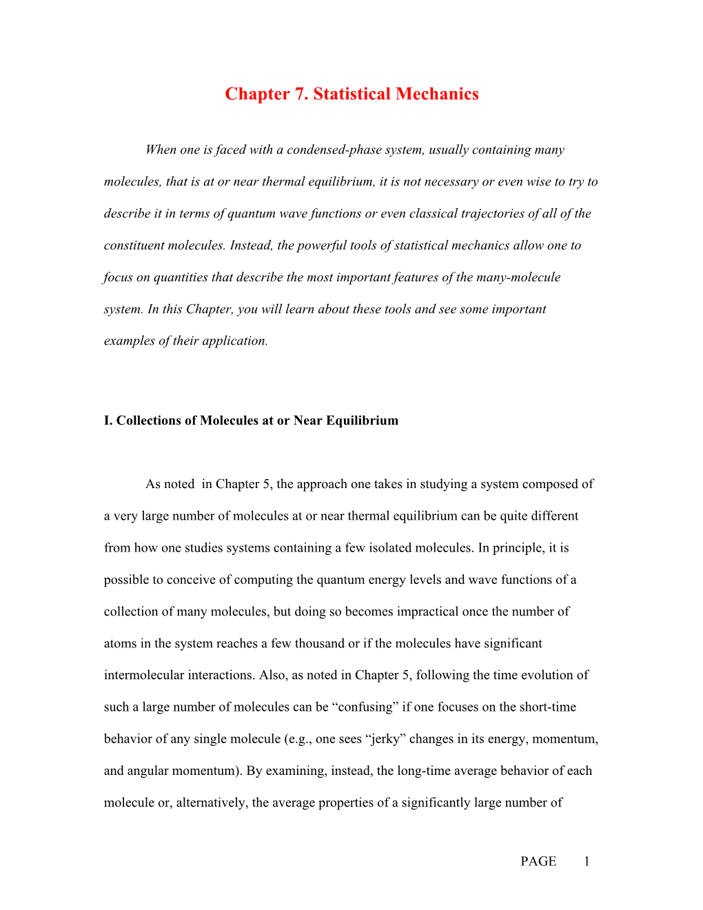 Chapter 7. Statistical Mechanics