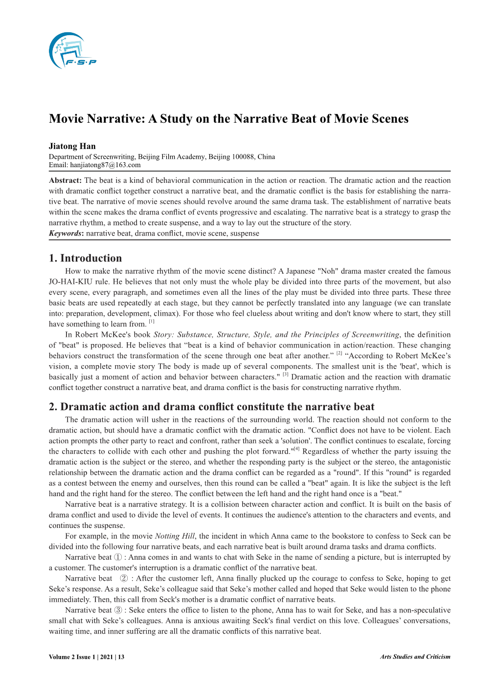 A Study on the Narrative Beat of Movie Scenes