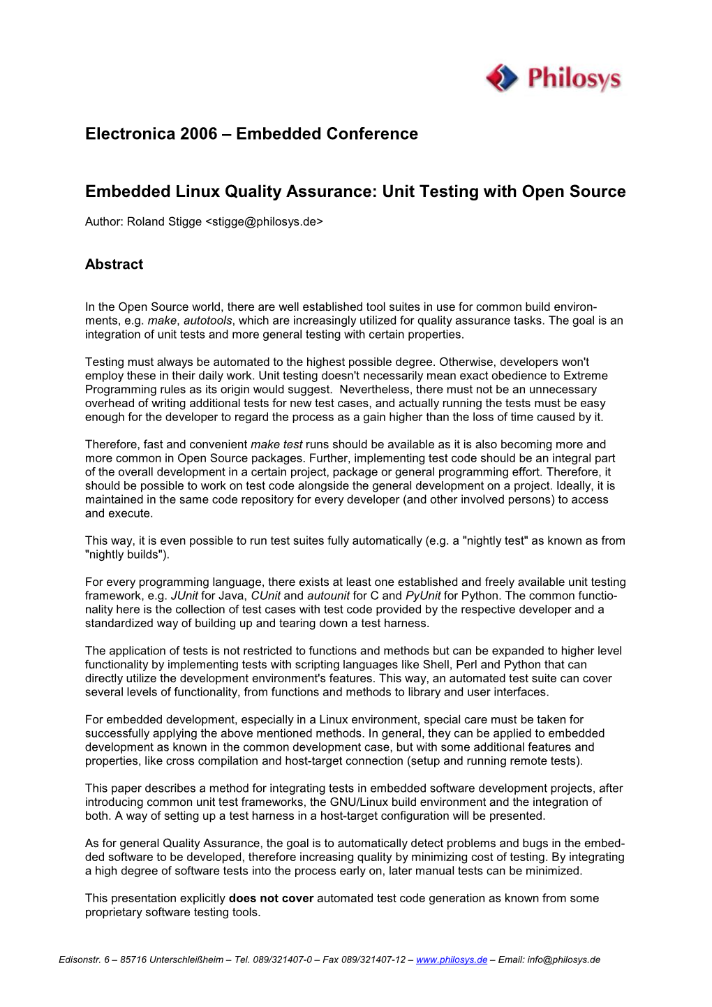 Embedded Linux Quality Assurance: Unit Testing with Open Source