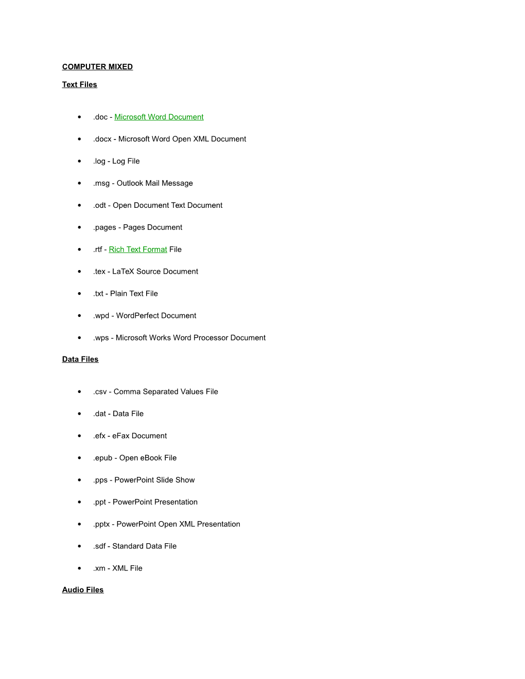 COMPUTER MIXED Text Files • .Doc