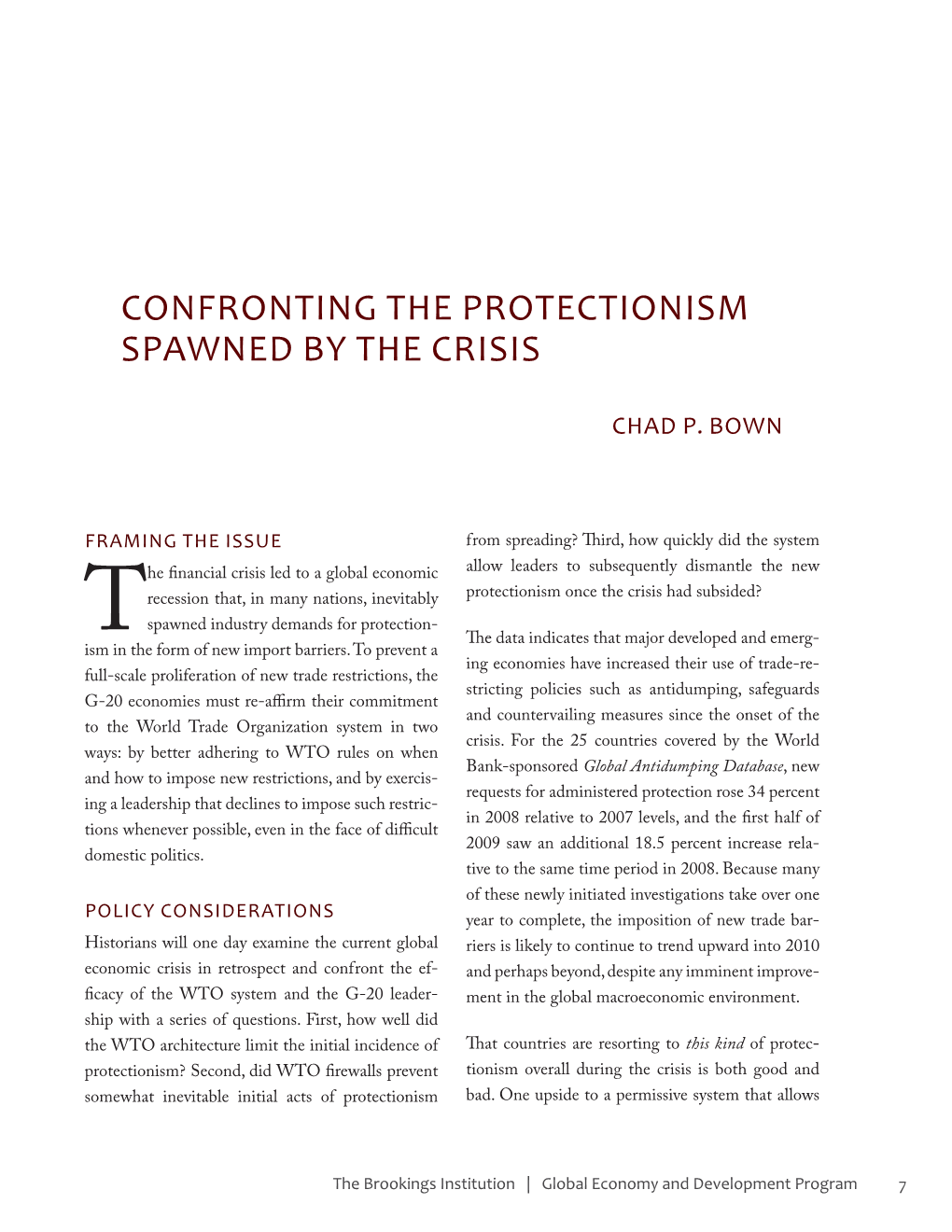 Confronting the Protectionism Spawned by the Crisis