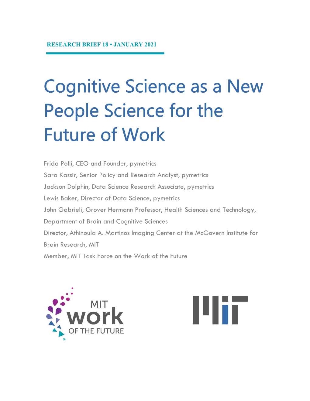 Cognitive Science As a New People Science for the Future of Work